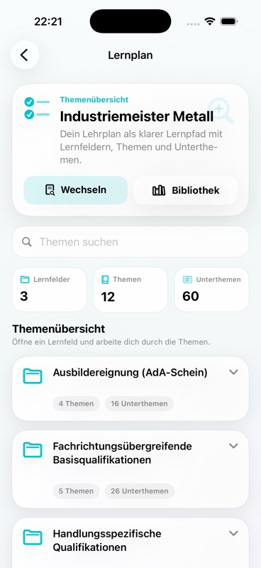 IMeister Lernplan mit Industriemeister Metall