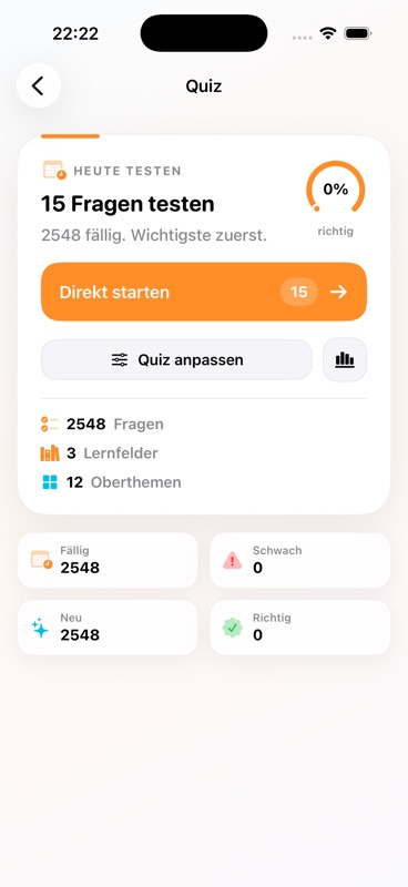 IMeister Quiz mit fälligen Fragen